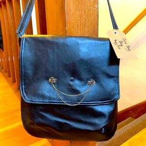 *NEW* Handmade Crossbody Bag with Skeleton Hands Pin with Skulls & Flower Lining